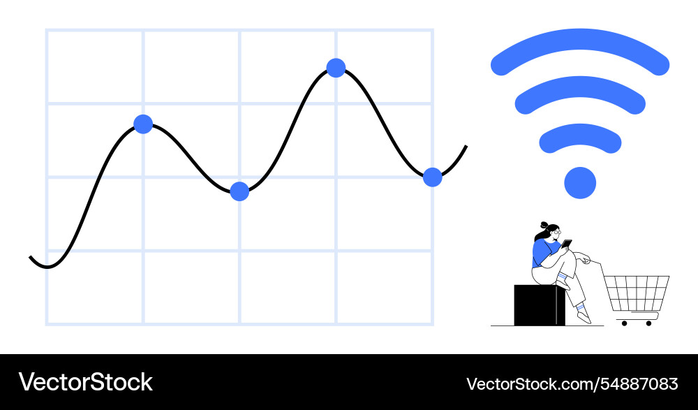 Connectivity and data analysis theme with graph Vector Image
