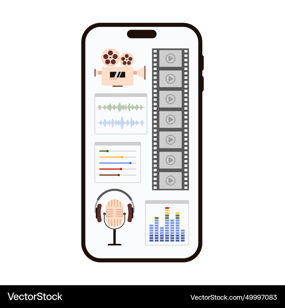 Editing video and audio settings in editor mobile Editing video and audio settings in editor mobile vector image