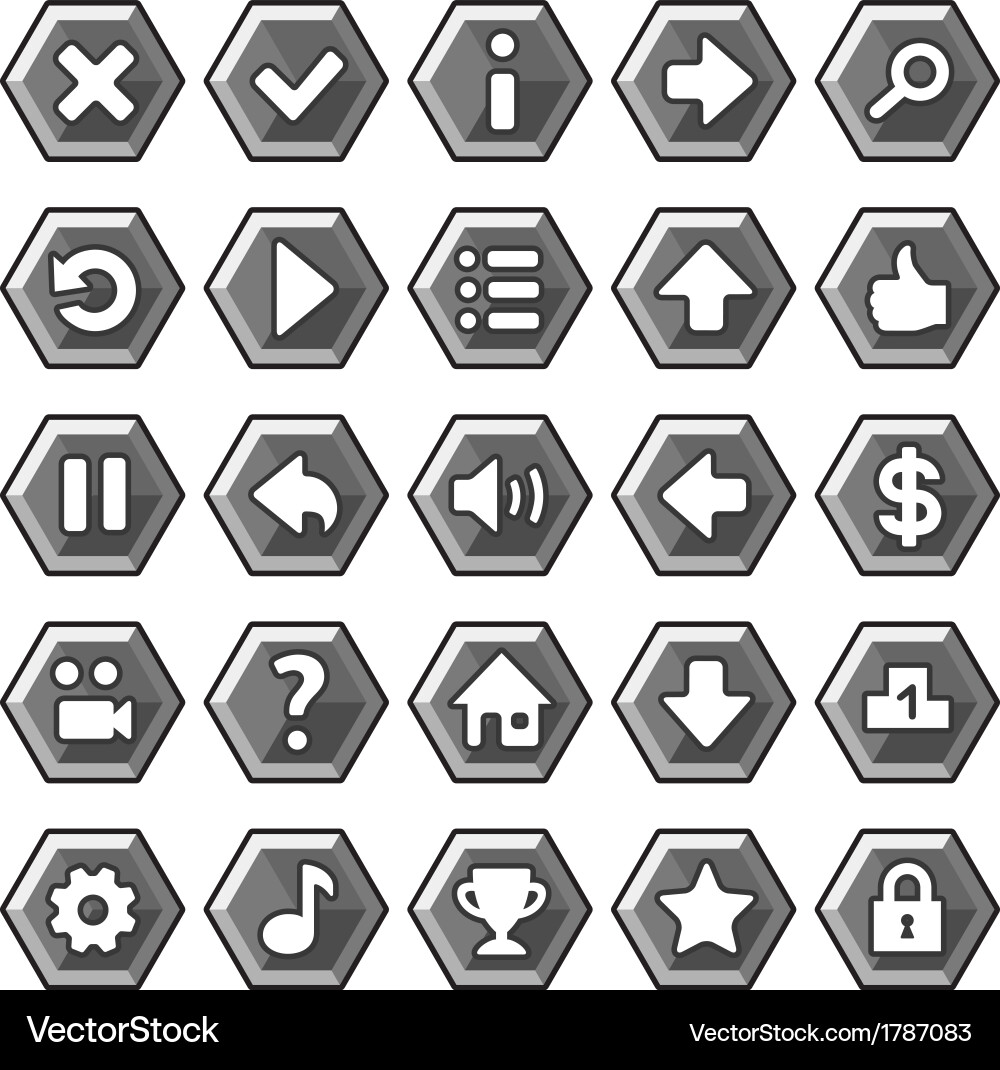 Game Button Set - Pixel Style vector image