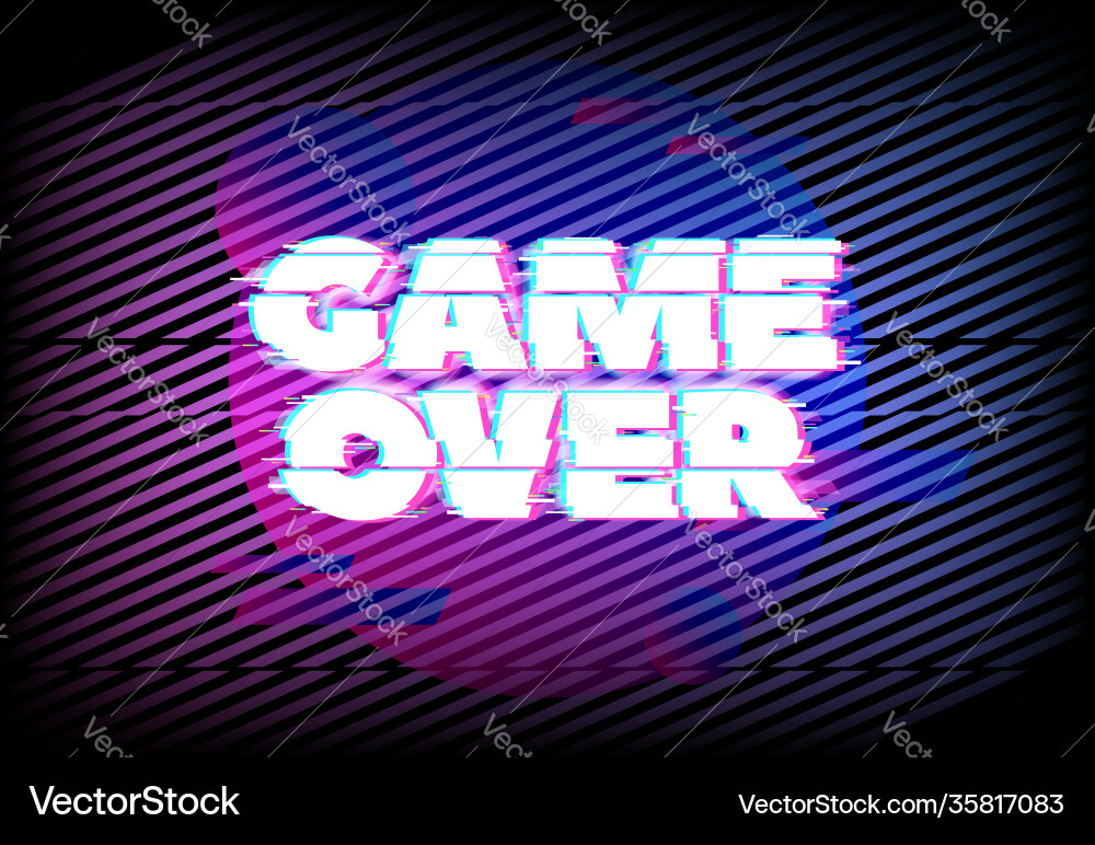 Glitch effect for game over page background vector image