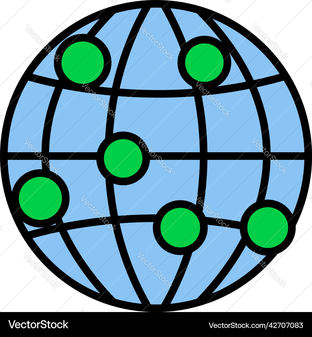 Globe connection point icon Globe connection point icon vector image