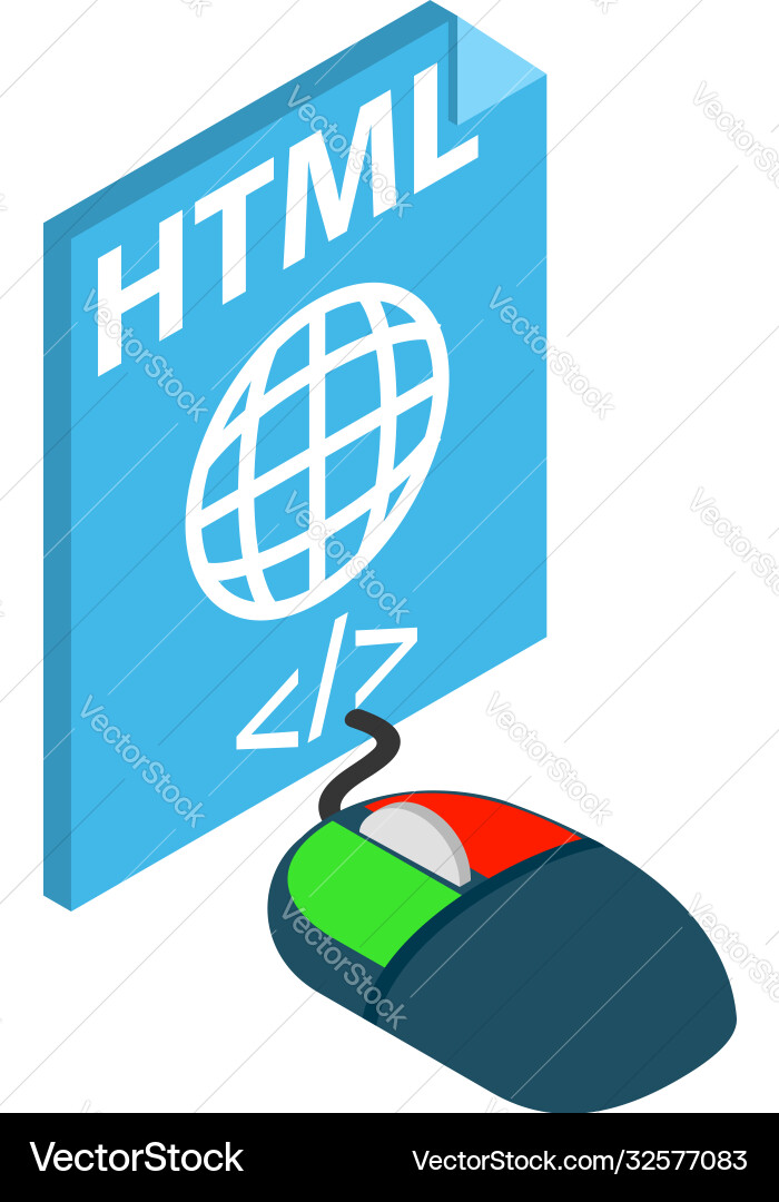 Html file icon isometric style Html file icon isometric style vector image