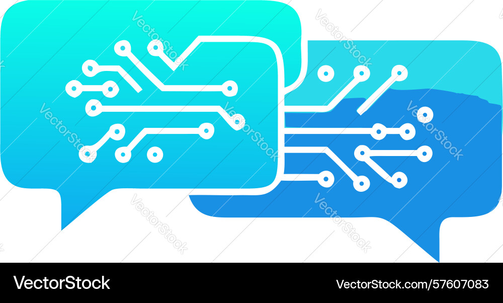 Interconnected circuit speech bubbles design vector image