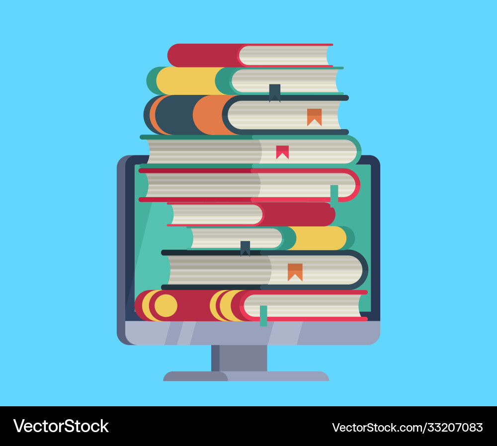 Online Library Flat Computer vector image