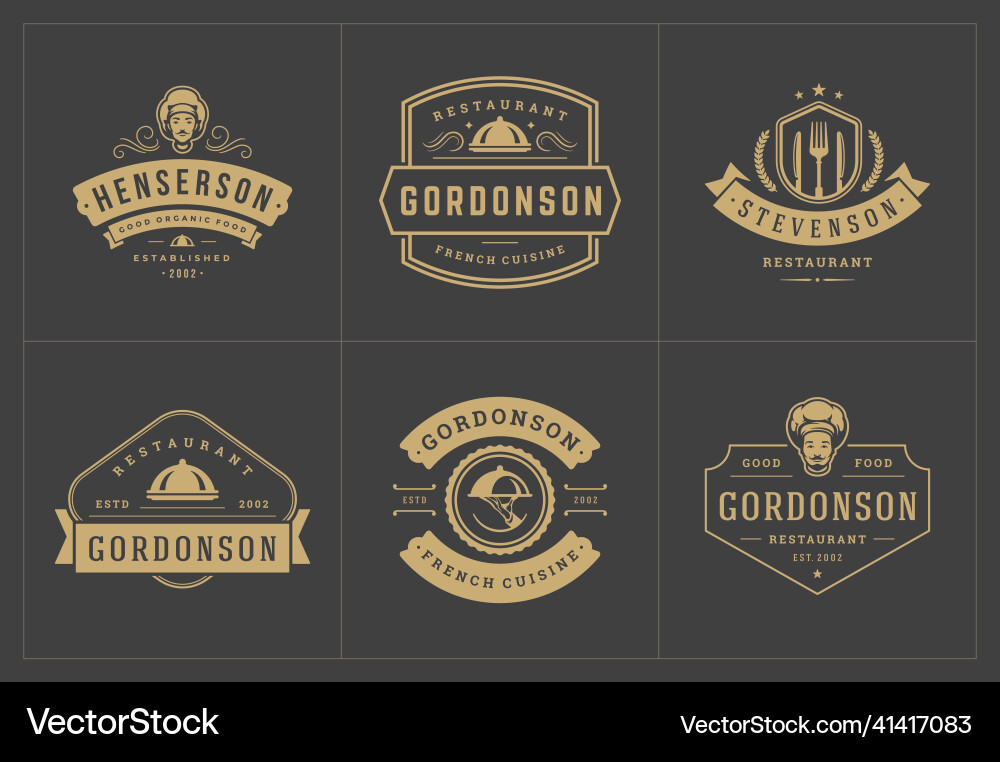 Restaurant Logos Vorlagen Set Vektorbild