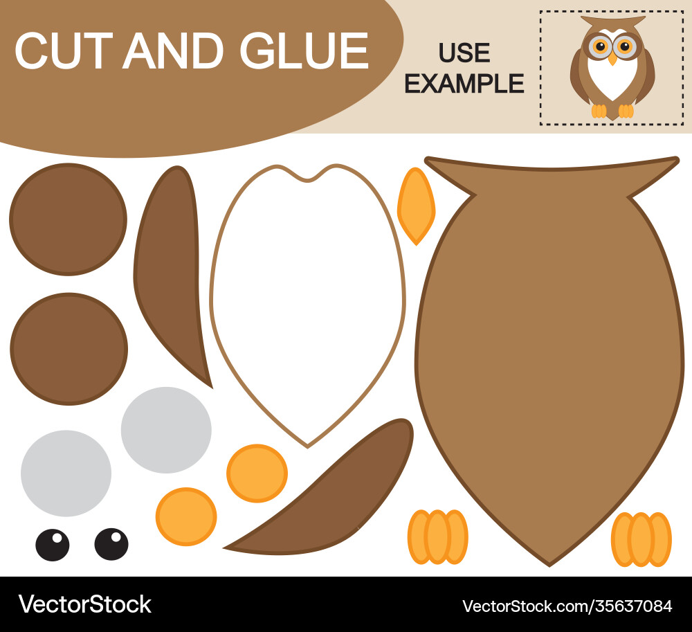 Create image owl using scissors and glue Create image owl using scissors and glue vector image