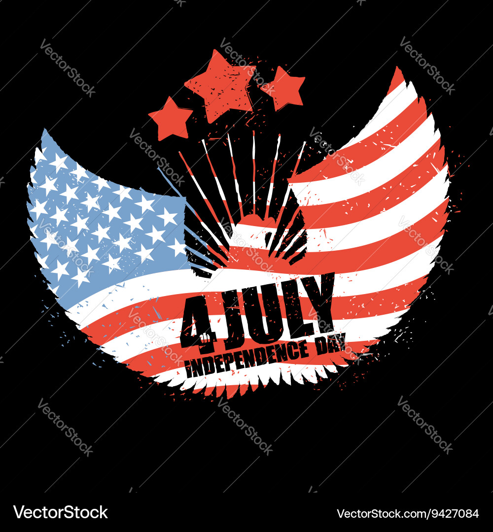 Fourth of July USA Flag Emblem Vector Image