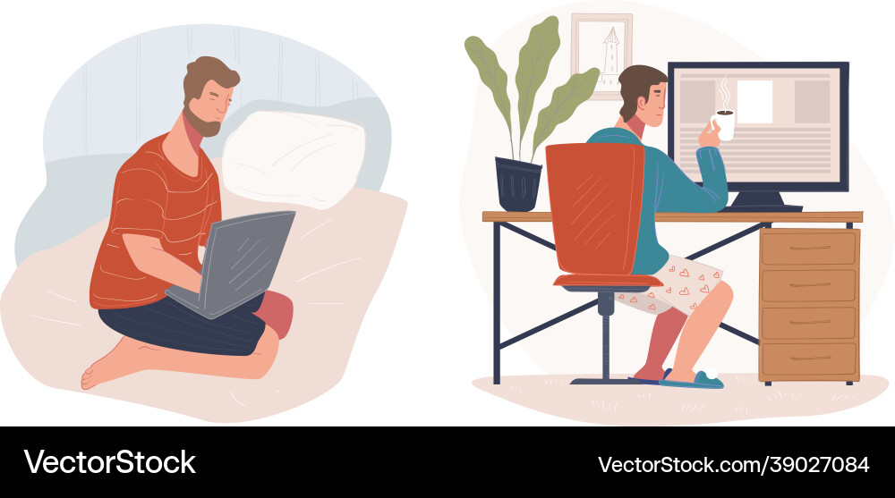 People working from home using laptops computer People working from home using laptops computer vector image