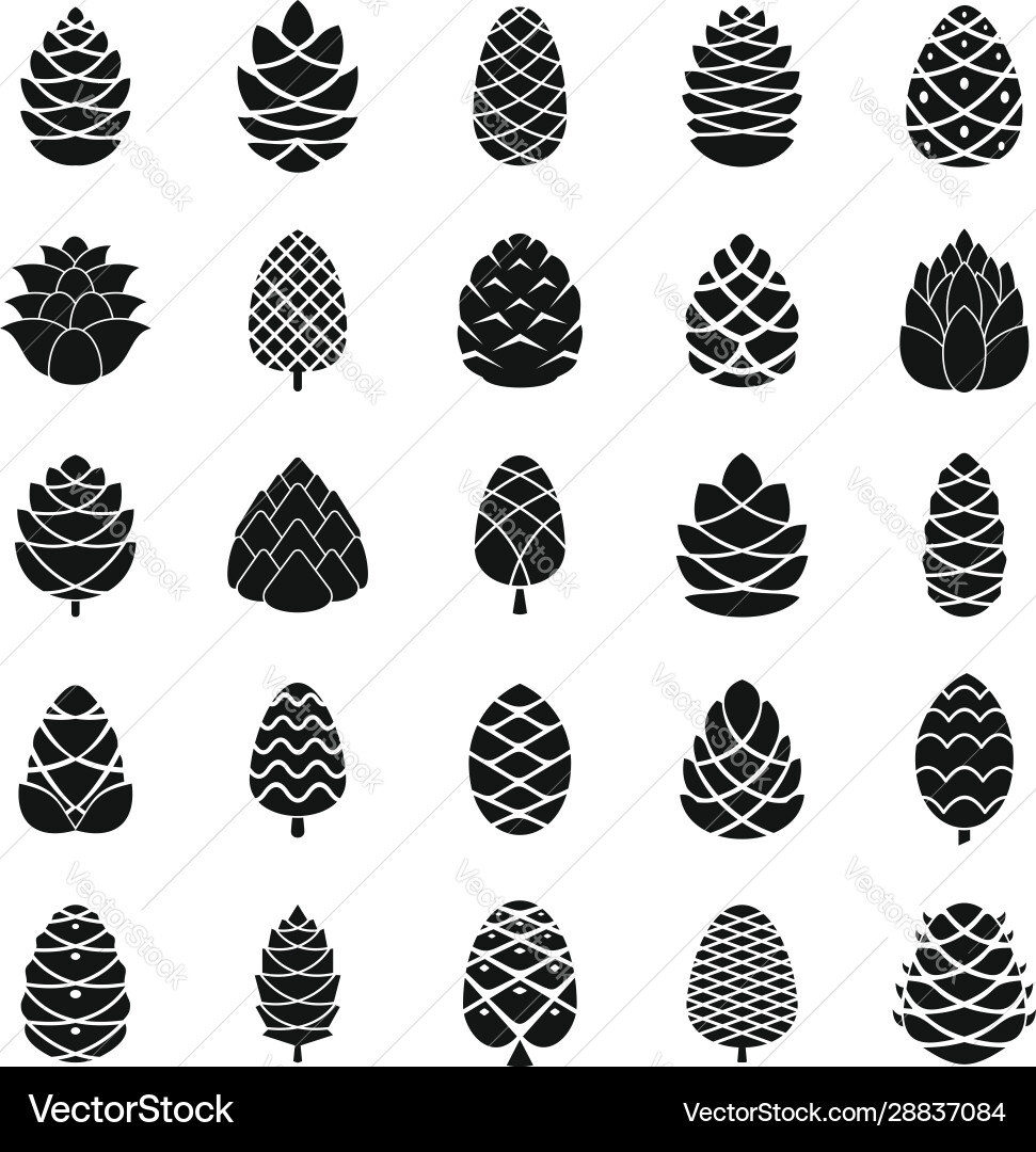 Pine cone icons set simple style Pine cone icons set simple style vector image