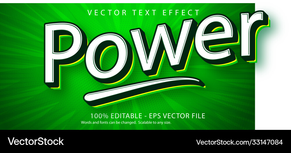 Power text pop art style editable effect vector image