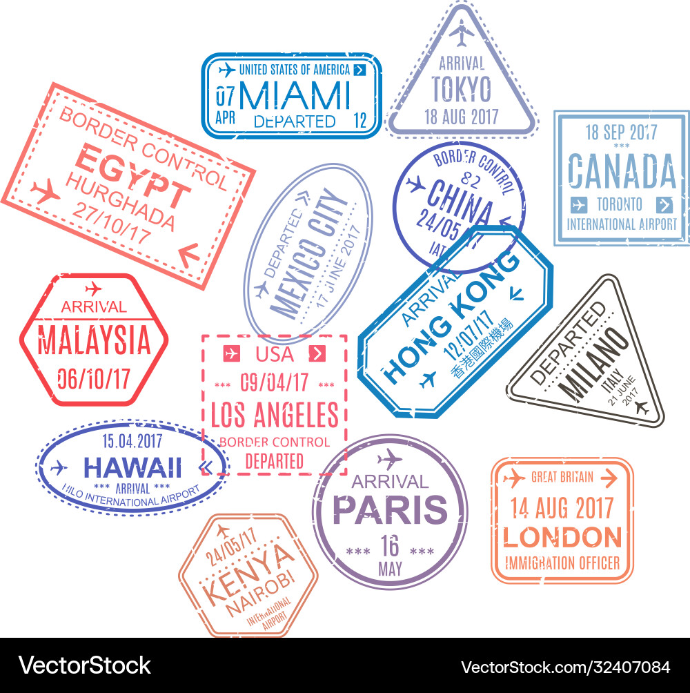 Seals from visited countries template stamps Seals from visited countries template stamps vector image