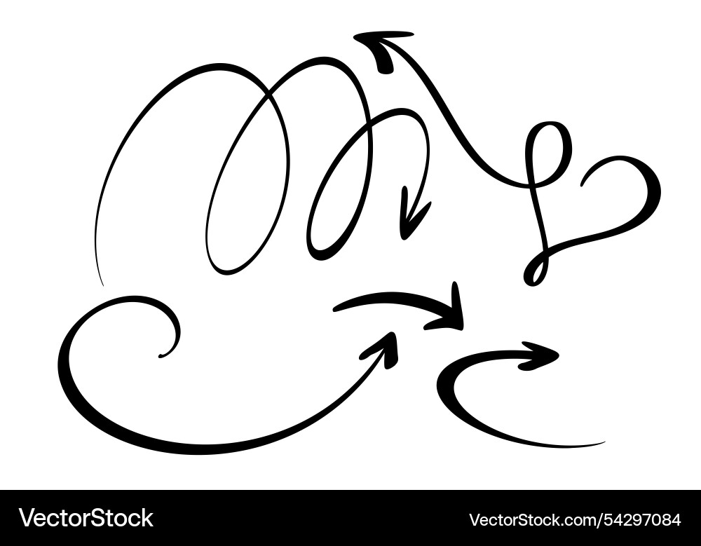 Set curved wavy arrow bundle simple for design Vector Image