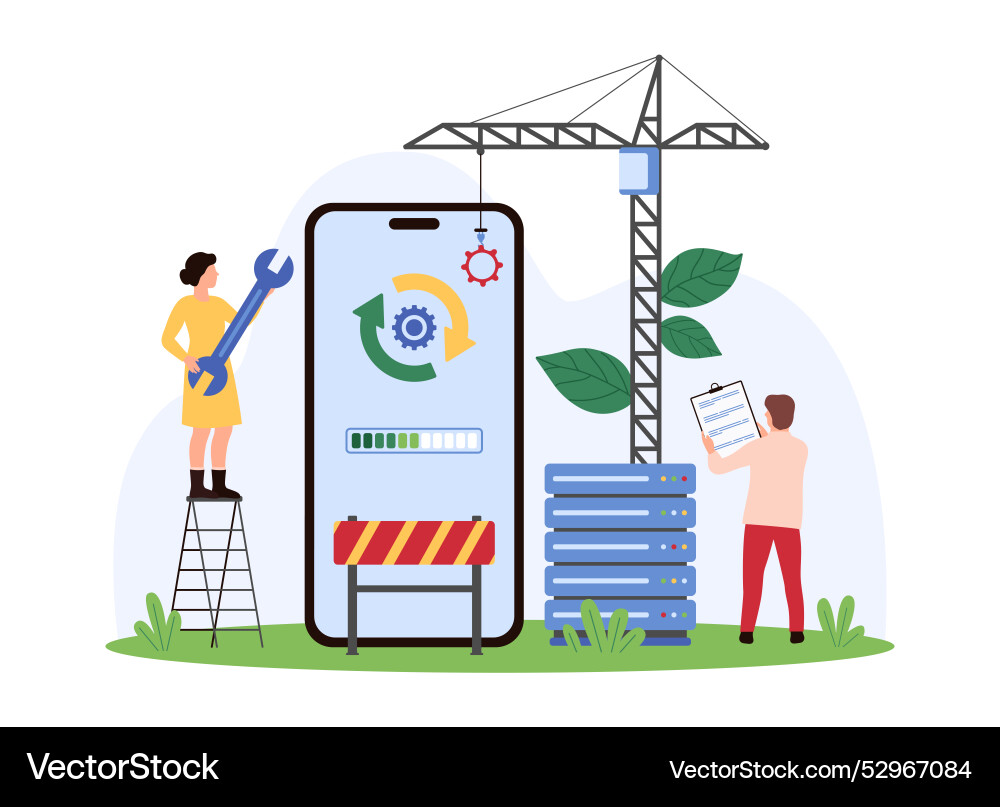 Software version and system mobile app update Software version and system mobile app update vector image