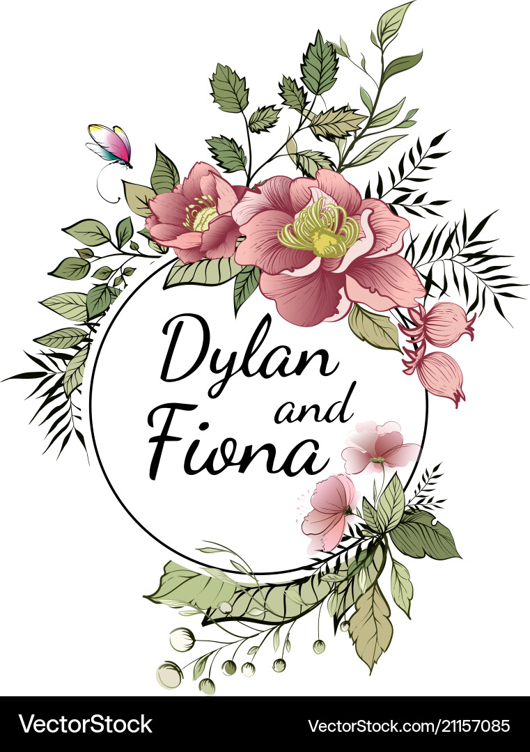 Botanical card with wildflowers leaves Botanical card with wildflowers leaves vector image