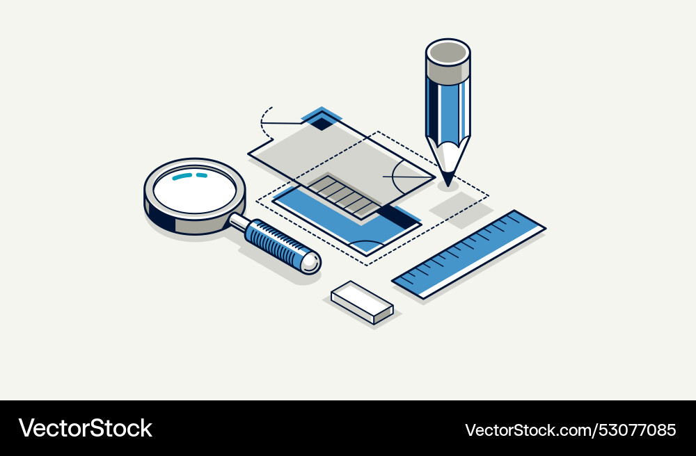 Engineering project concept blueprint engineer Engineering project concept blueprint engineer vector image