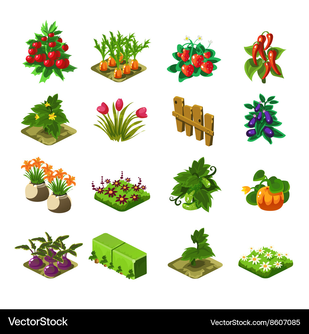 Flash game farming elements set Vector Image