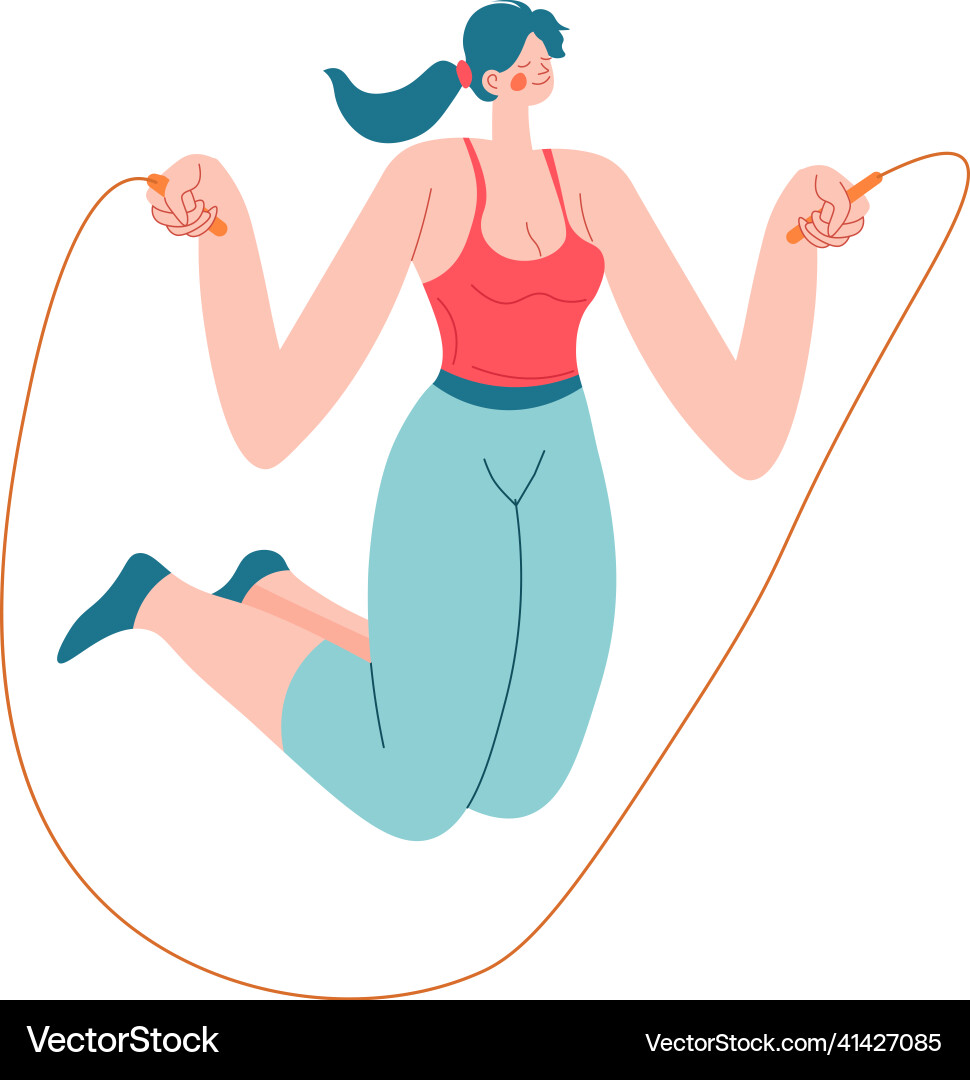 Frau Training mit Springseil Sporttraining Frau Training mit Springseil Sporttraining vektorbild