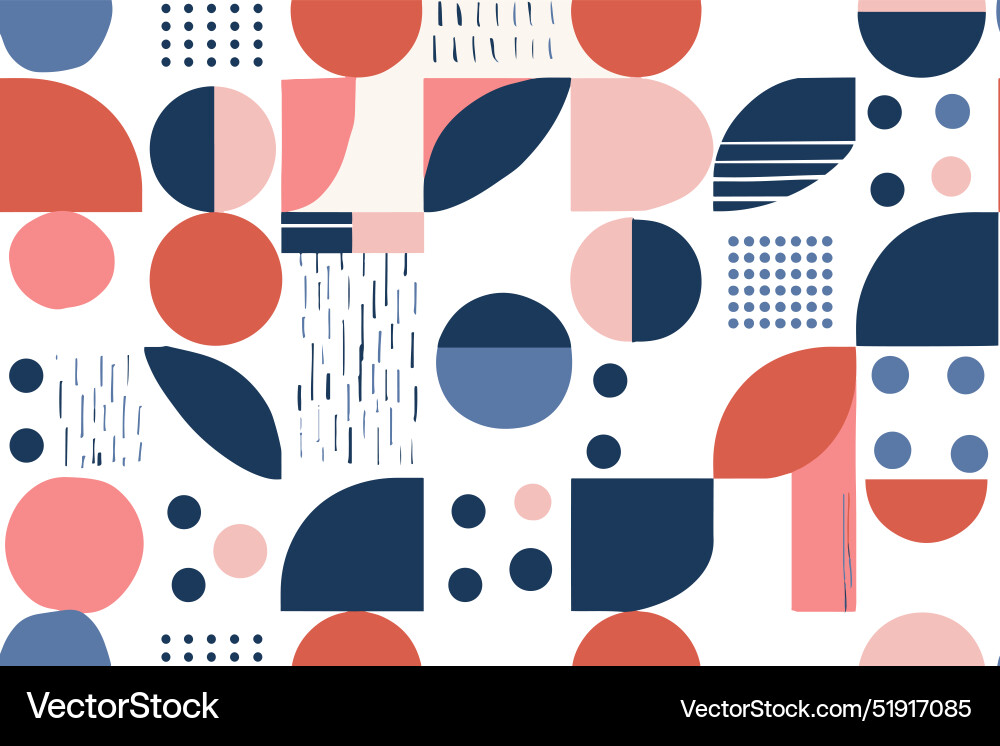 Red rounded geometric shapes seamless pattern Vector Image