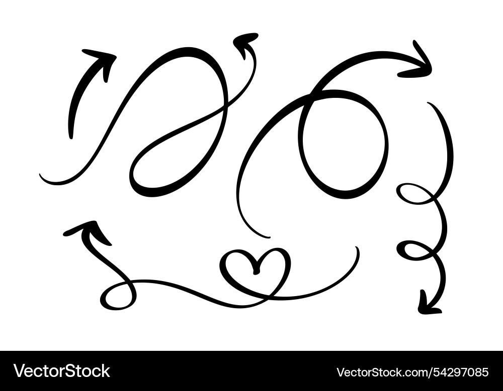 Set curved wavy arrow bundle simple for design Set curved wavy arrow bundle simple for design Vector Image