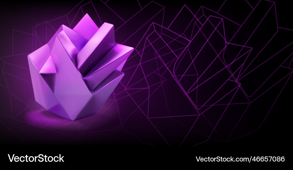 Abstract background with low poly 3d shape vector image