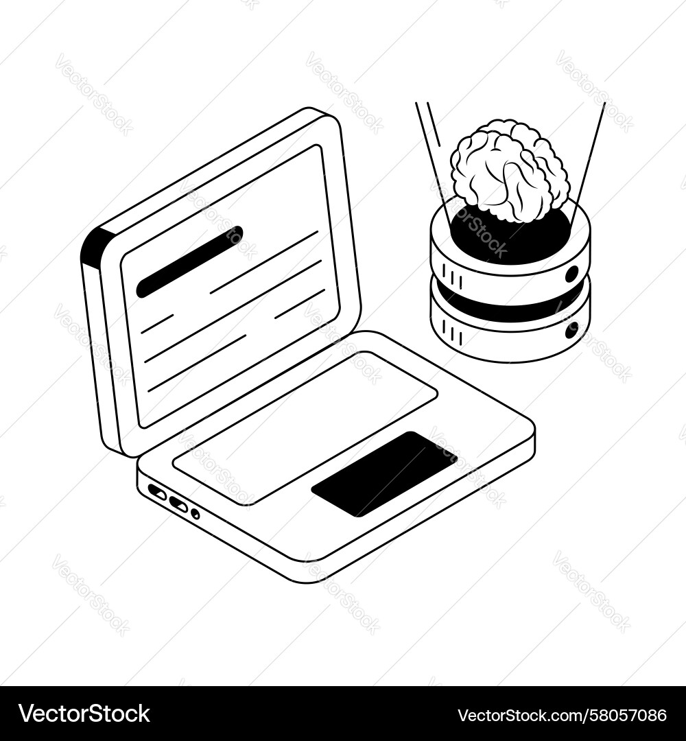 AI Brain Database Icon Vector Image