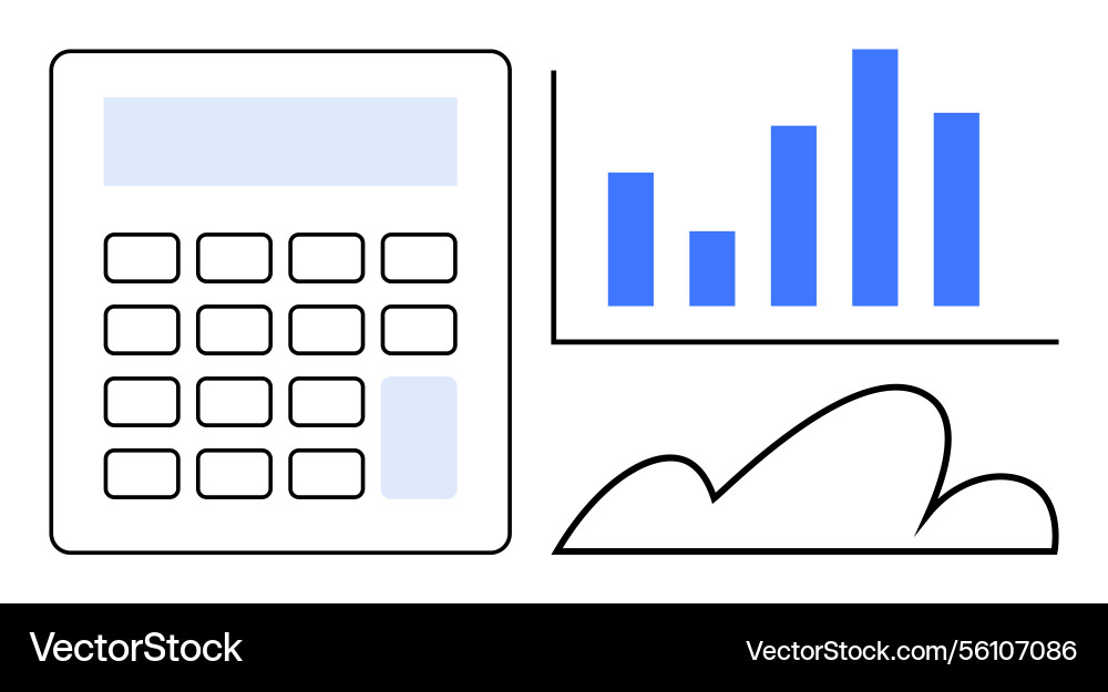 Calculator and chart representing data analysis vector image