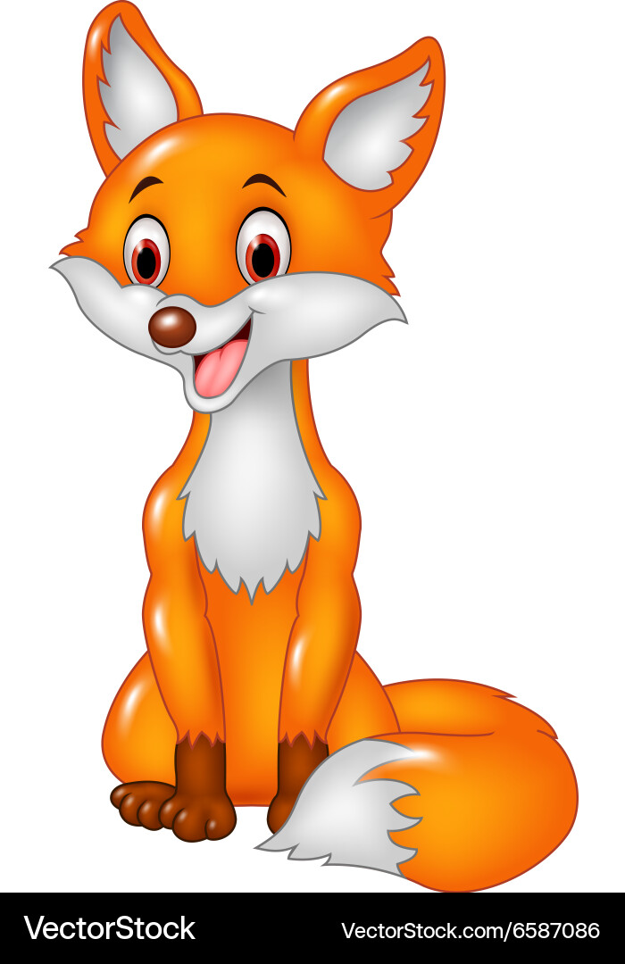 Cartoon happy fox sitting isolated vector image