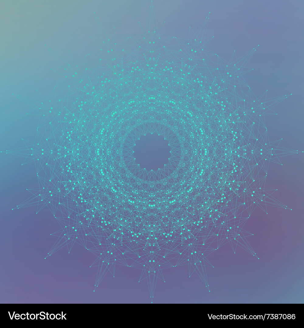 Geometric technology object with connected line vector image