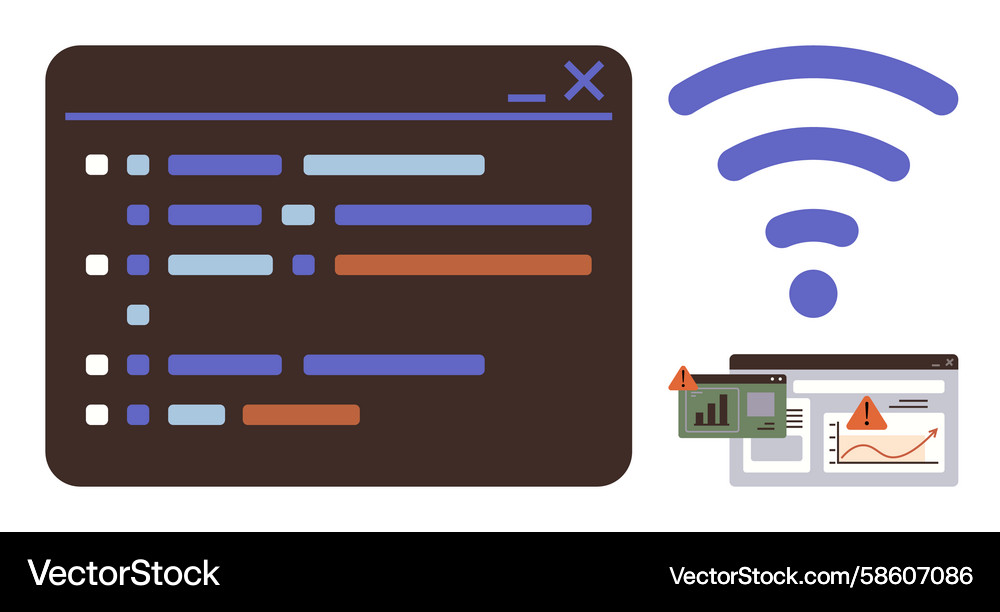 Network error analysis with data charts Network error analysis with data charts Vector Image