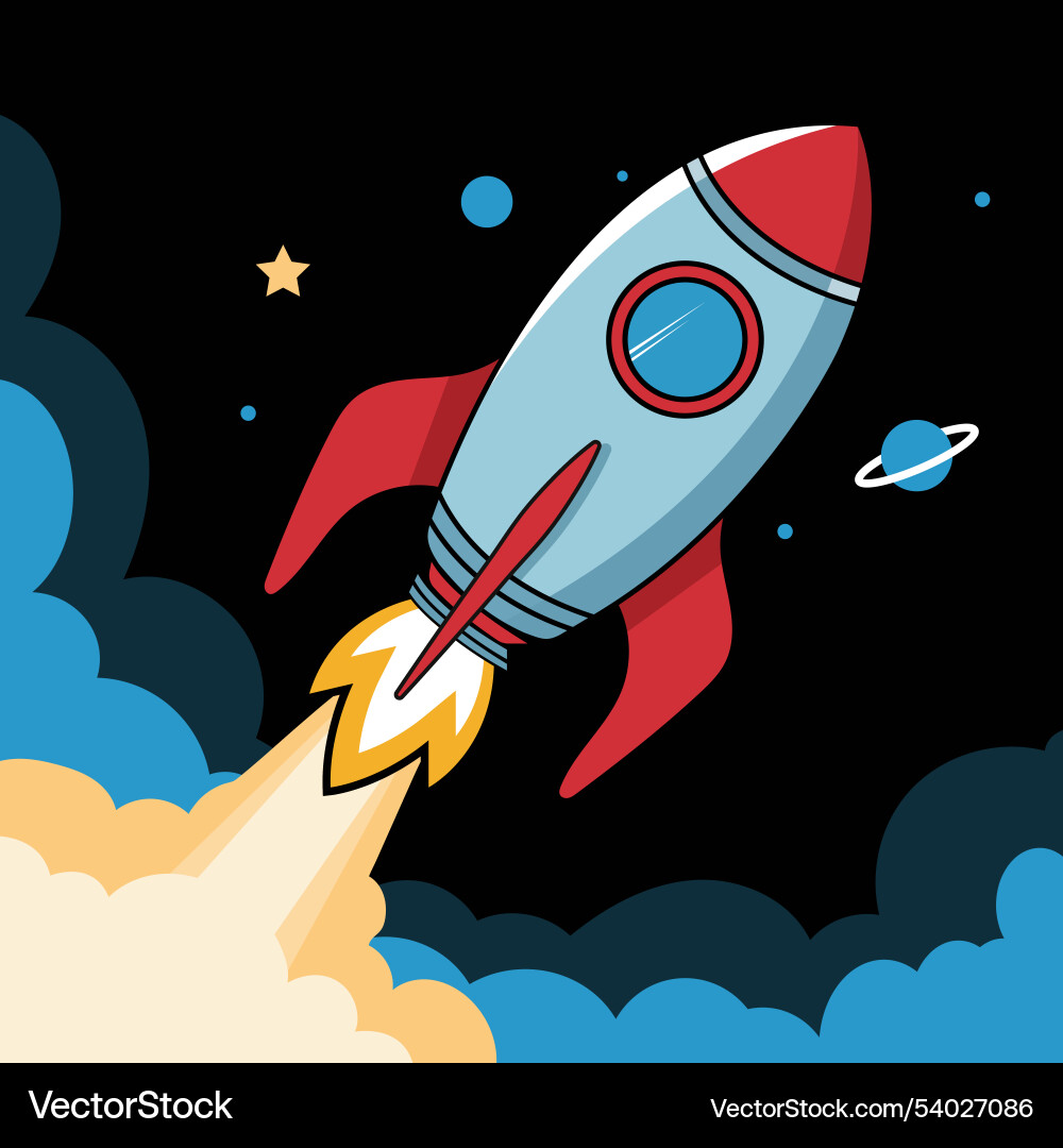 Rocket spaceship launch with icon Vector Image