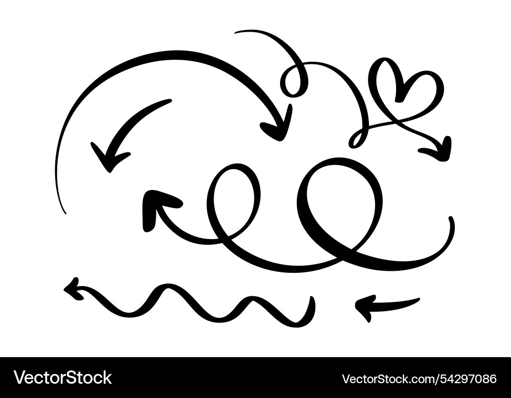 Set curved wavy arrow bundle simple for design Set curved wavy arrow bundle simple for design Vector Image