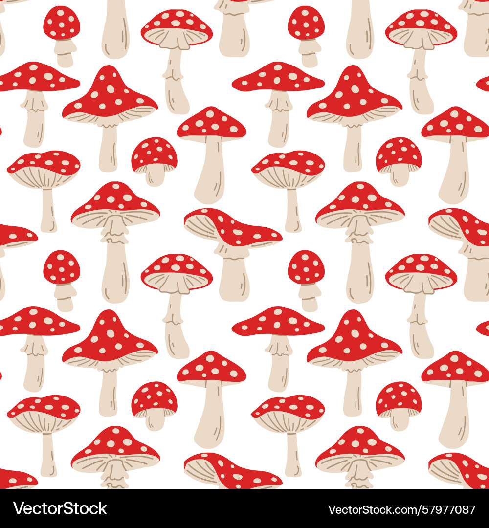 Agaric mushrooms seamless pattern Royalty Free Vector Image