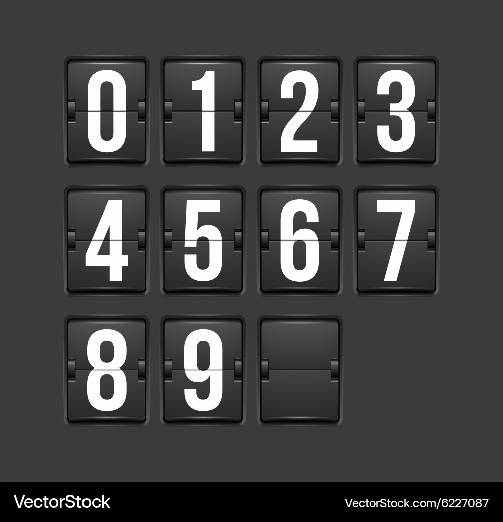 Countdown timer white color mechanical scoreboard Vector Image
