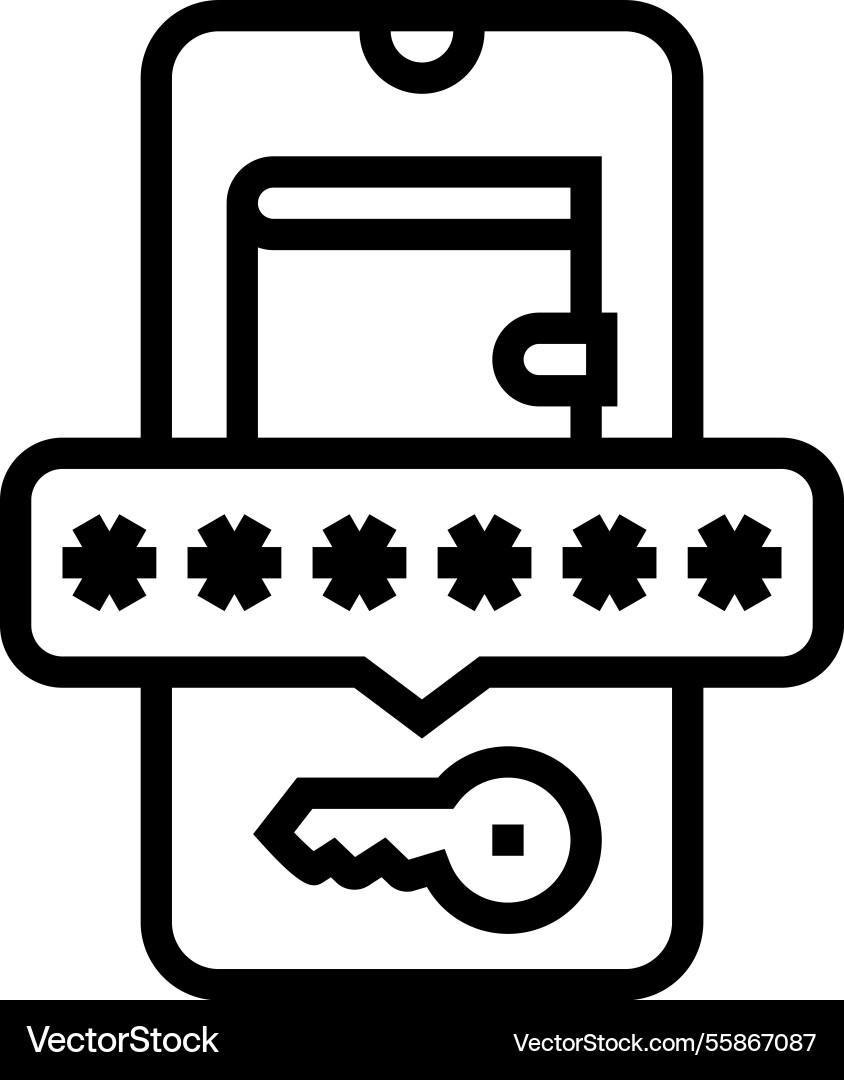 Digital wallet key decentralized application line Digital wallet key decentralized application line vector image