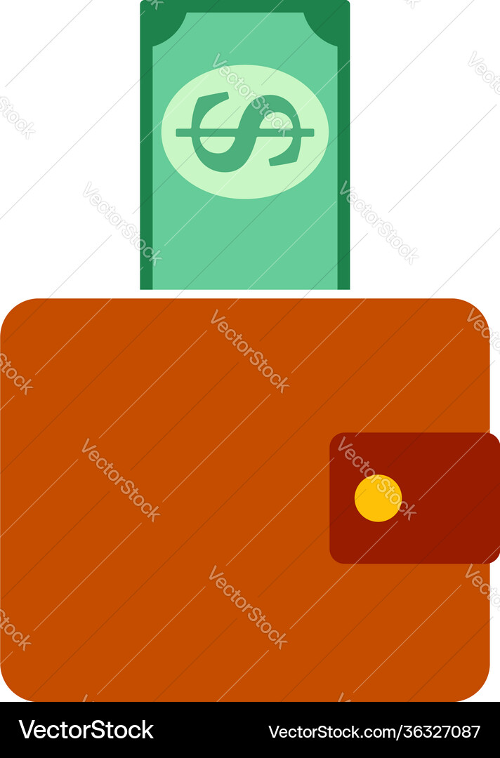 Dollar get out from purse icon Dollar get out from purse icon vector image