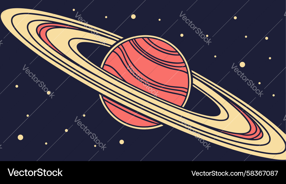 Dynamic Saturnian Planet with Rings Vector Image