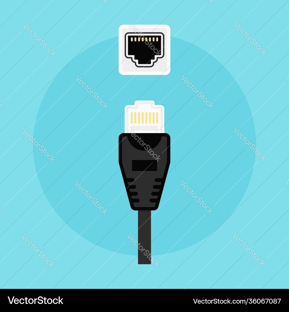 Ethernet connector and network socket Ethernet connector and network socket vector image