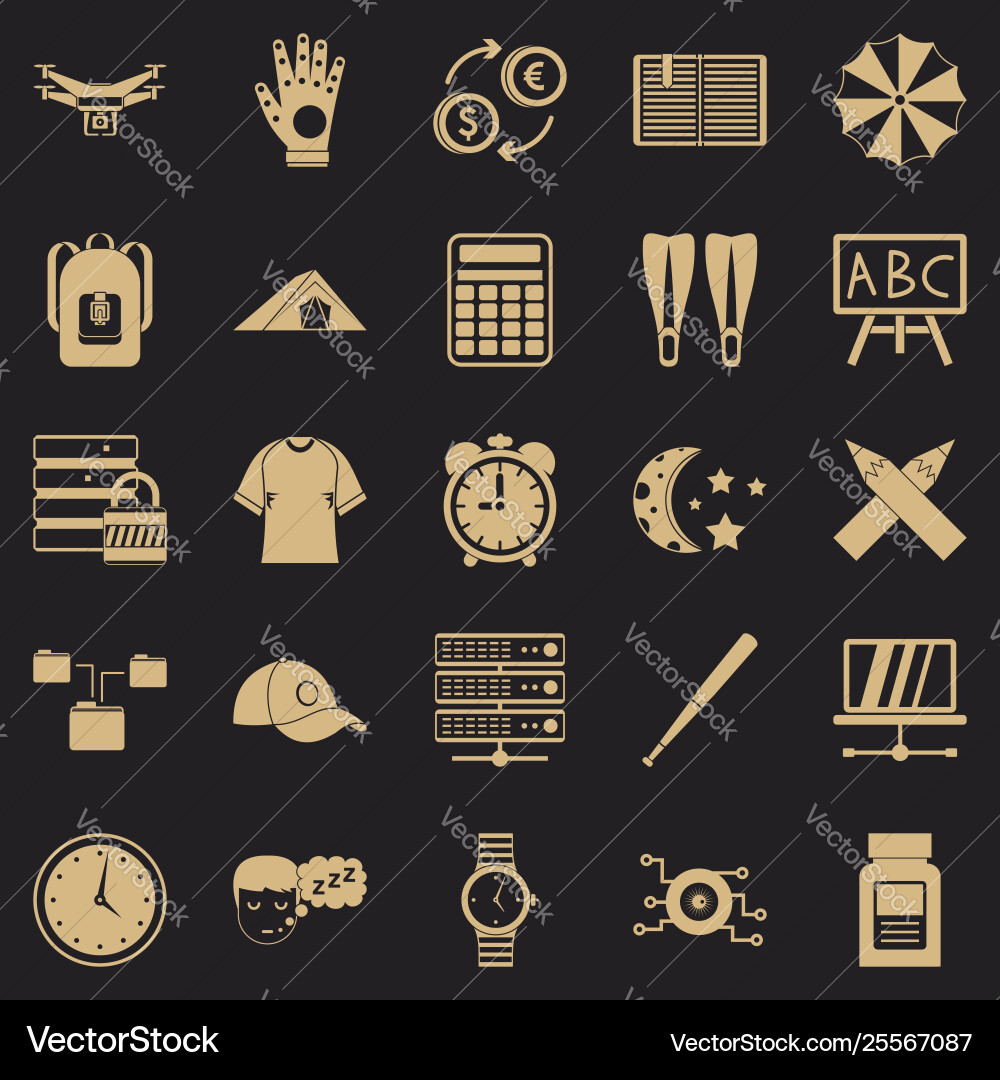 Evening classes icons set simple style Vector Image