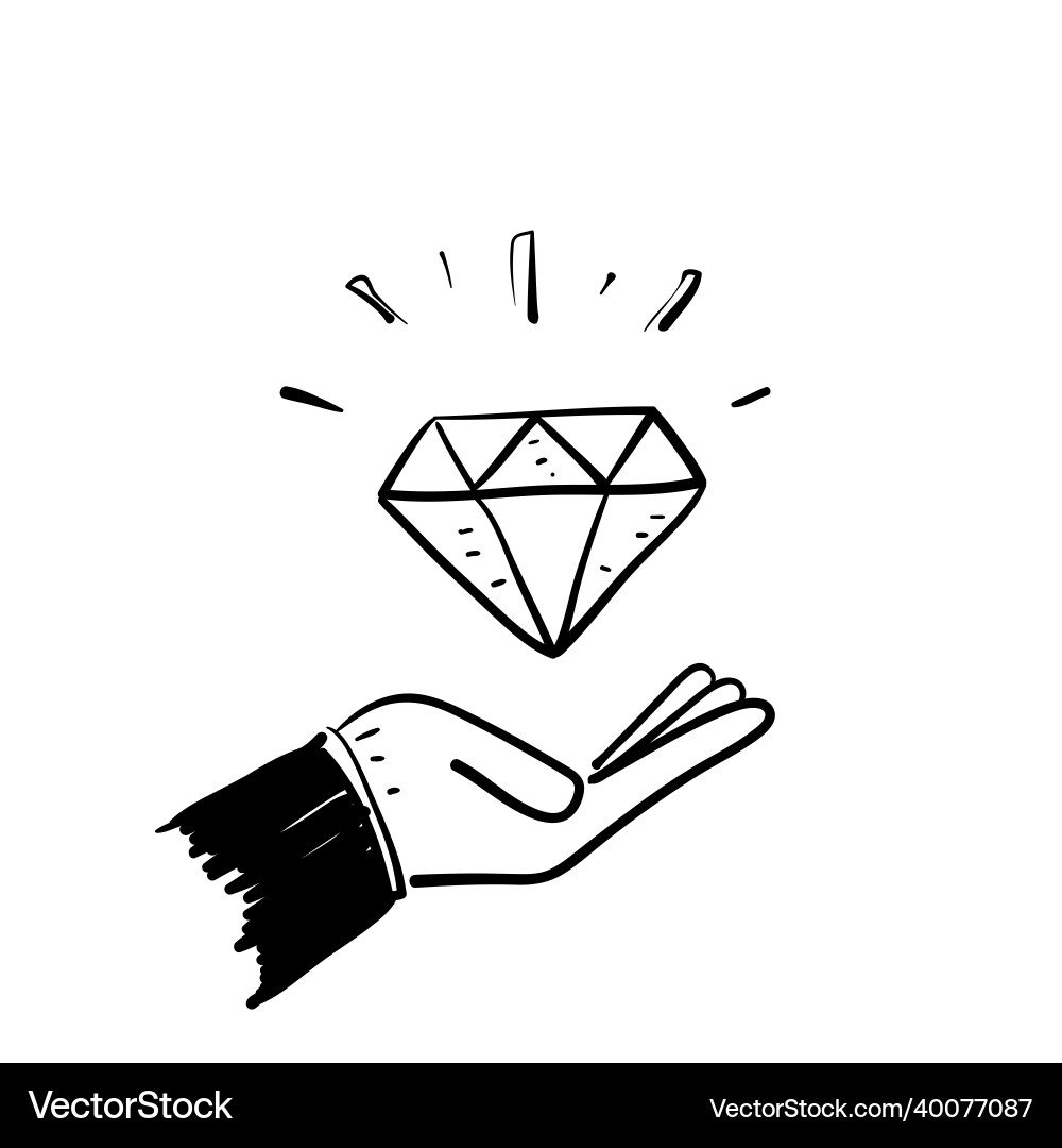 Hand gezeichneter Doodle-Diamant in Palme Hand gezeichneter Doodle-Diamant in Palme vektorbild
