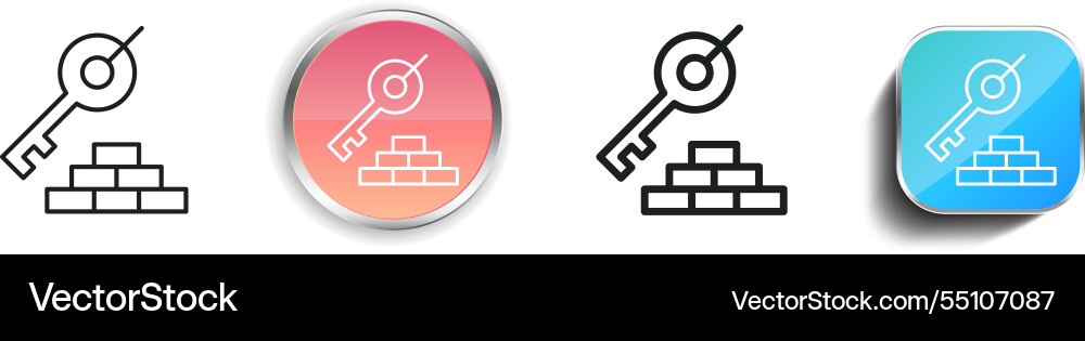 Key icon thin linear regular and button style vector image