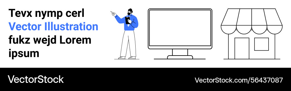 Man explaining digital content near monitor Man explaining digital content near monitor vector image