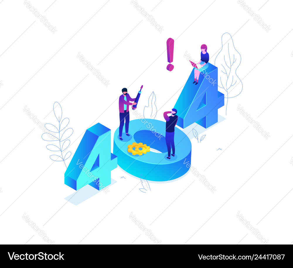 Modern Error 404 Isometric Page vector image