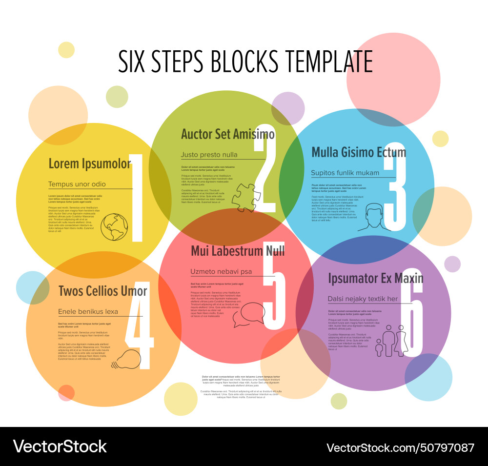 Six circle steps in cycle progress template vector image