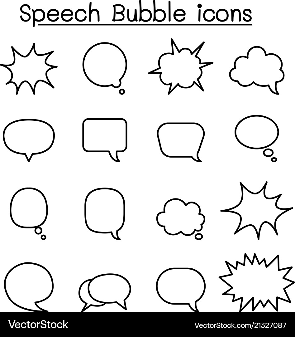 Speech bubble icon set in thin line style Speech bubble icon set in thin line style vector image