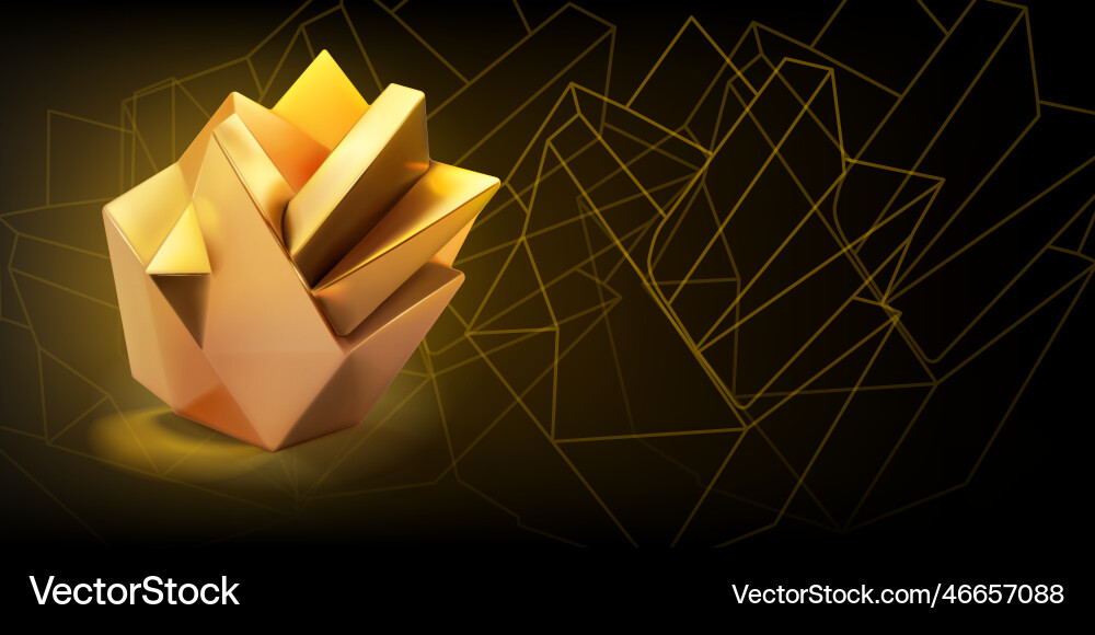 Abstract background with low poly 3d shape vector image