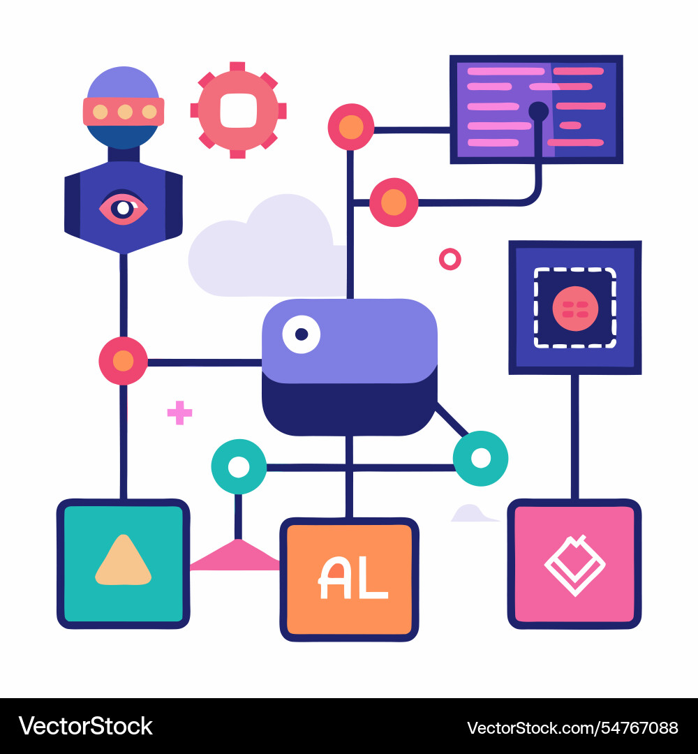 Ai algorithms as code graphics visualizing vector image