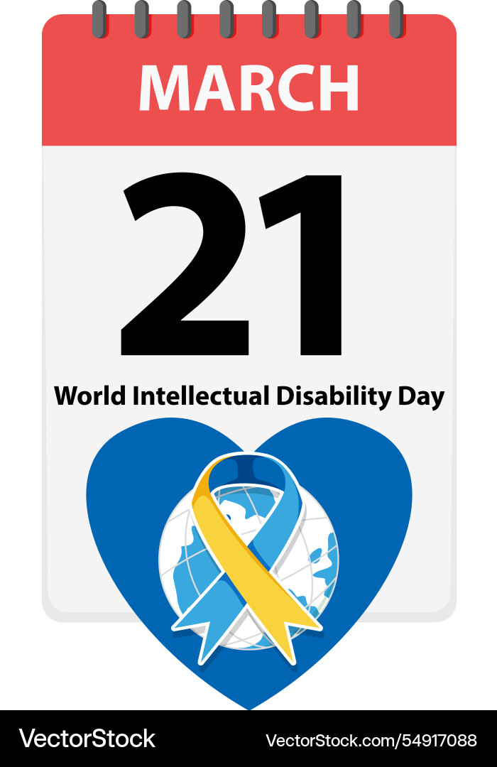 Calendar page highlighting march 21 with heart Calendar page highlighting march 21 with heart vector image