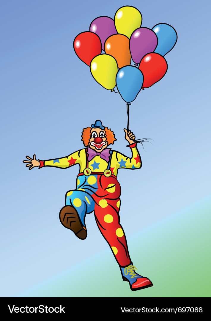 Cheerful Clown on Balloons Vector Image