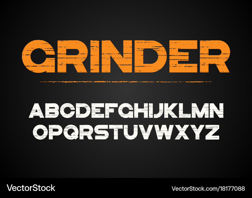 Grunge Textured Bold Font Vector Image