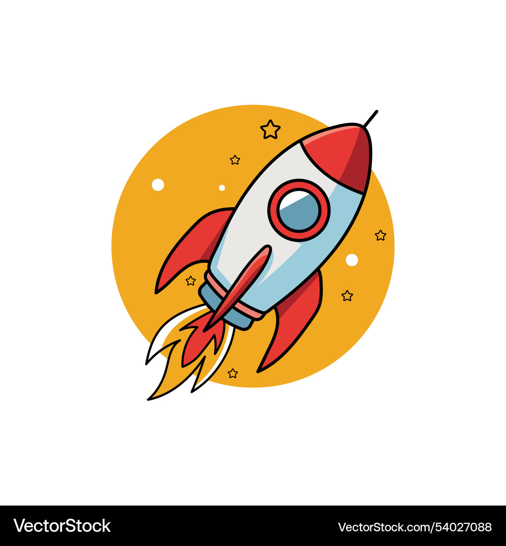 Rocket spaceship launch with icon Rocket spaceship launch with icon Vector Image